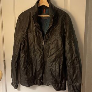 Mens Dockers brown Leather Jacket - Size M